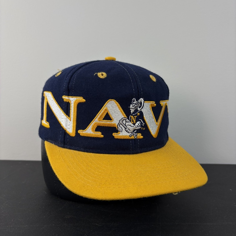 Vintage 90's Naval Academy Navy Midshipmen Hat Spellout Cap Snapback Adjustable